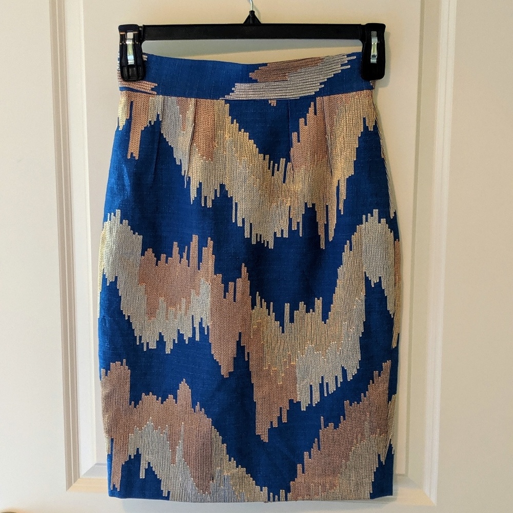 Tracy Reese Aegean Blue Slim Skirt (Size 4)